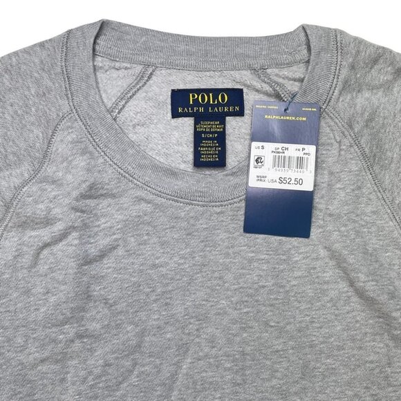 Polo Ralph Lauren Raglan Grey Crewneck Regular Fit Mens Sleepwear Sweatshirt - Picture 6 of 14